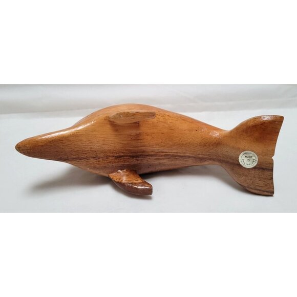 Hand-Carved Wooden Dolphin Figurine Figure Statue About 7 Inches Long - Lot E - Picture 7 of 7